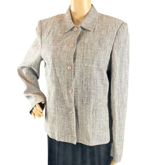 Rafaella Linen Button Down Blazer Size 10 - Picture 2 of 7